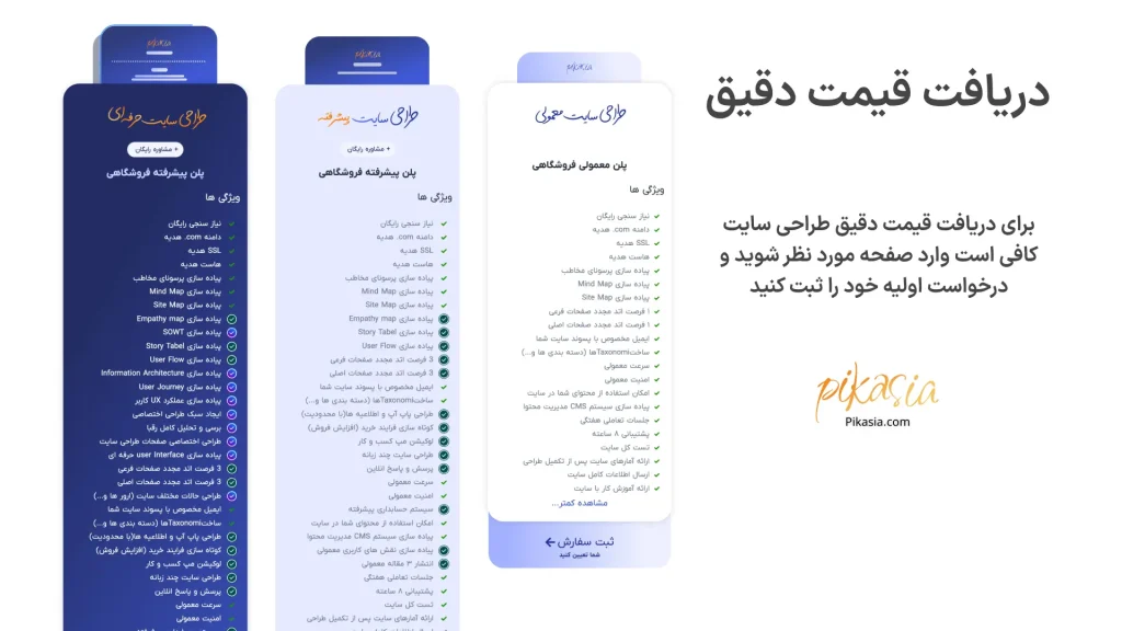 دریافت قیمت دقیق طراحی سایت از پیکاسیا