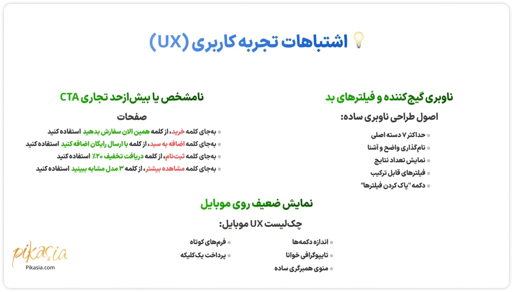 اشتباهات تجربه کاربری و ux یا user experience